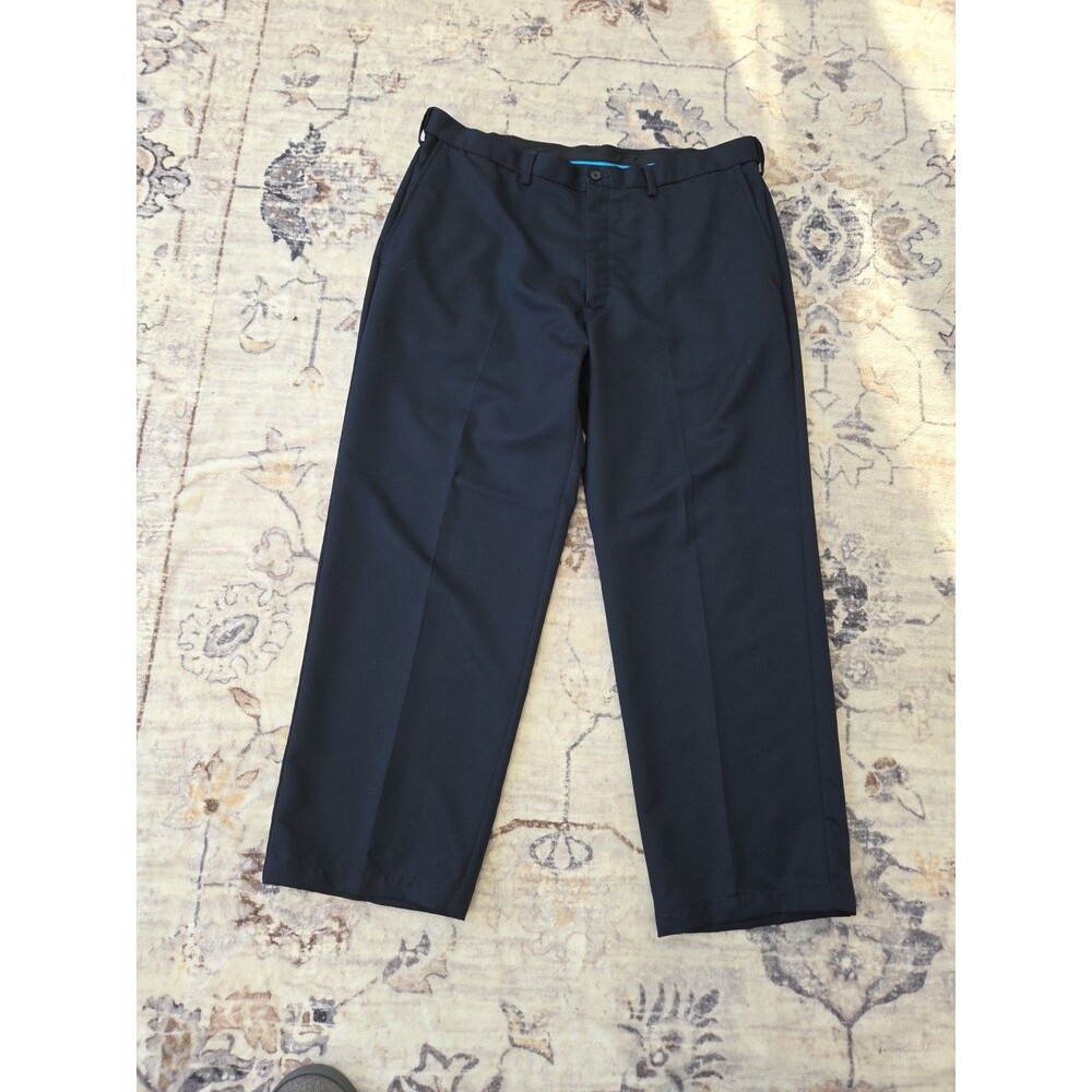 #275 Haggar Men's 100% Polyester dress pants 38x29 Navy Blue